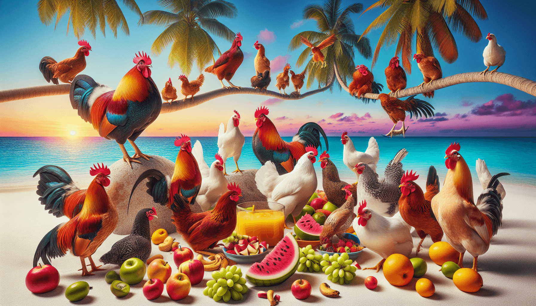Chickens having fun